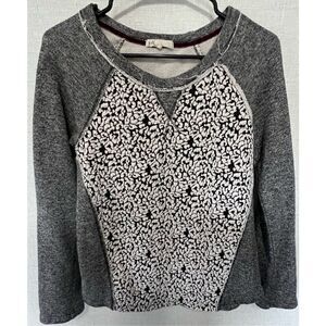 Jolt Distressed Long Sleeve Crewneck With Cheetah Print On Front